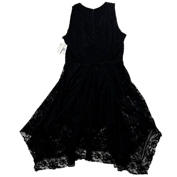 Taylor Black Lace Handkerchief Hem Sleeveless Dress 16 Fairy Grunge Witchy Goth - Picture 9 of 16